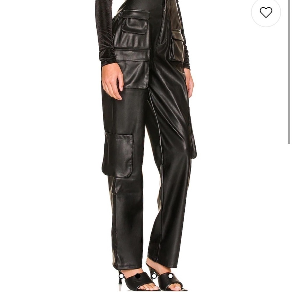 Black Leather Cargo Pants - Picture 3 of 7